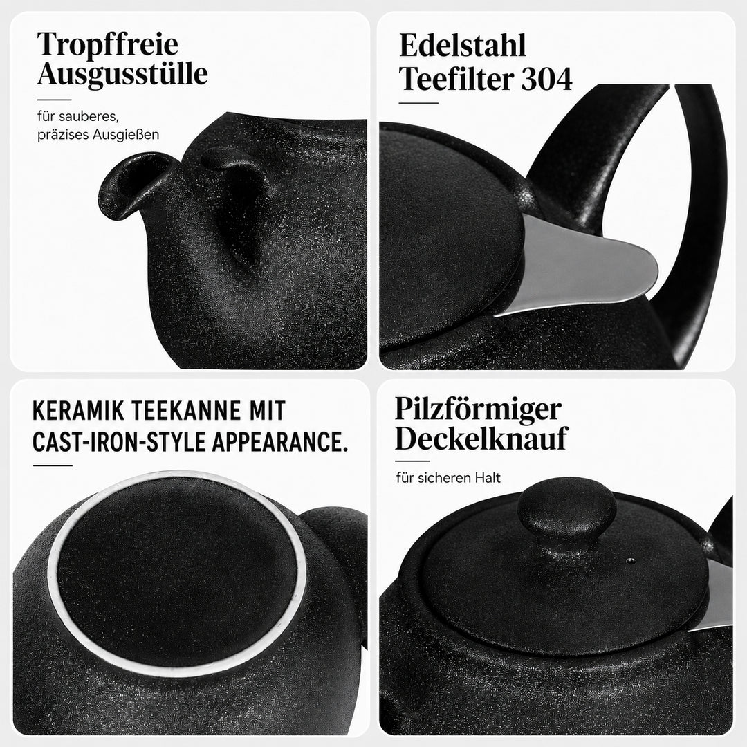 URBAN LIFESTYLE Teekanne Liverpool schwarz Porzellan 1,6 L – Hauptbild