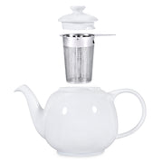 Weiße Porzellan Teekanne Swansea mit Edelstahlsieb - 1,1 Liter