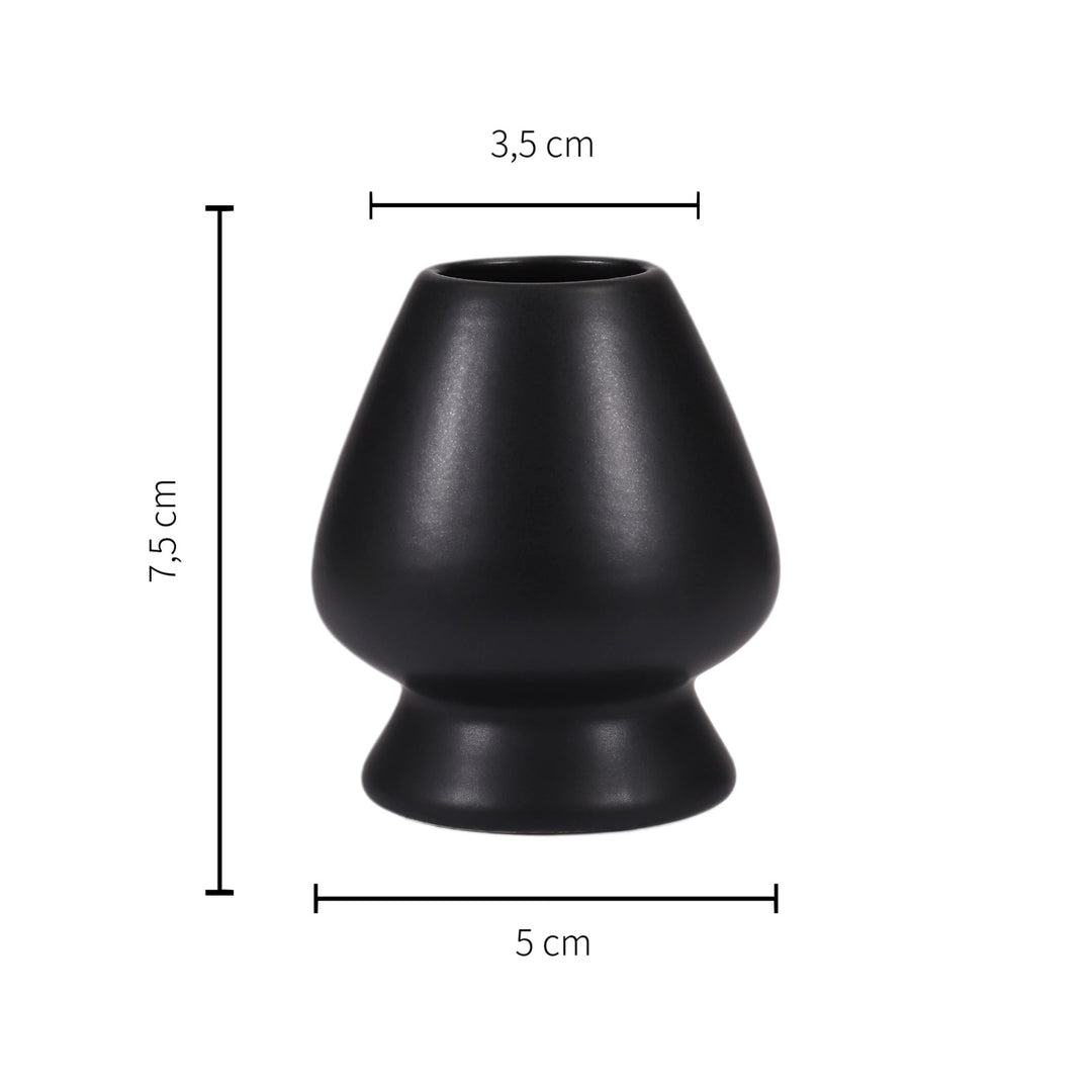 Matchabesenhalter schwarz - elegantes Porzellan Design