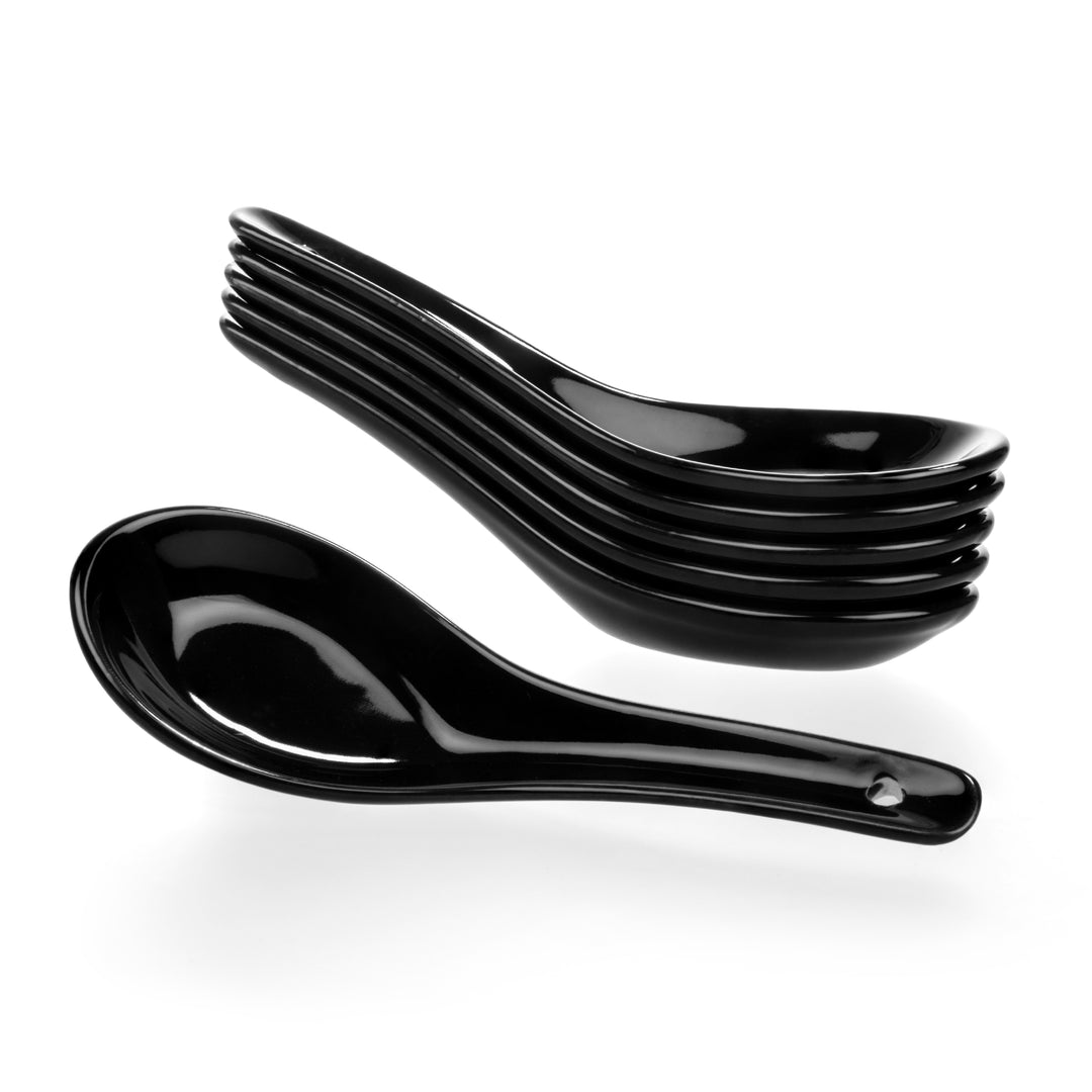 Asiatische Löffel schwarz Porzellan - spülmaschinenfest