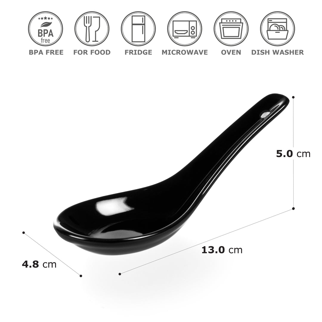 Porzellan Asia-Löffel schwarz - 6 Stück Urban Lifestyle