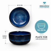 Müslischalen Diana blau Steinzeug 2er Set – Produktfoto