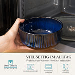 Bild in der Galerie öffnen: Steinzeug Müslischalen blau Diana – reaktive Glasur Detailansicht