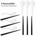 Bild in der Galerie öffnen: Ramen Löffel Set 6er mit Essstäbchen Weiß