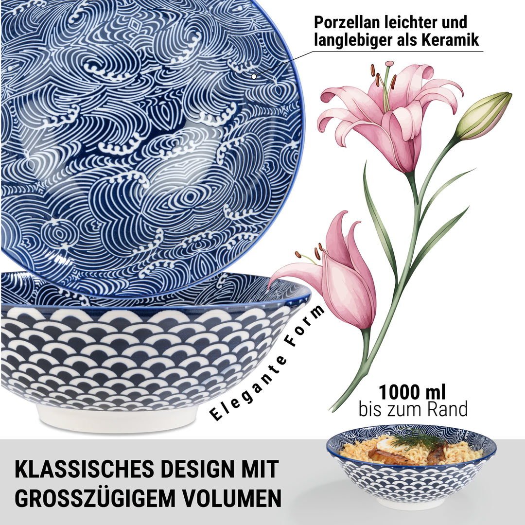 URBAN LIFESTYLE Ramen Schüssel Dinner Set (Seigaiha)