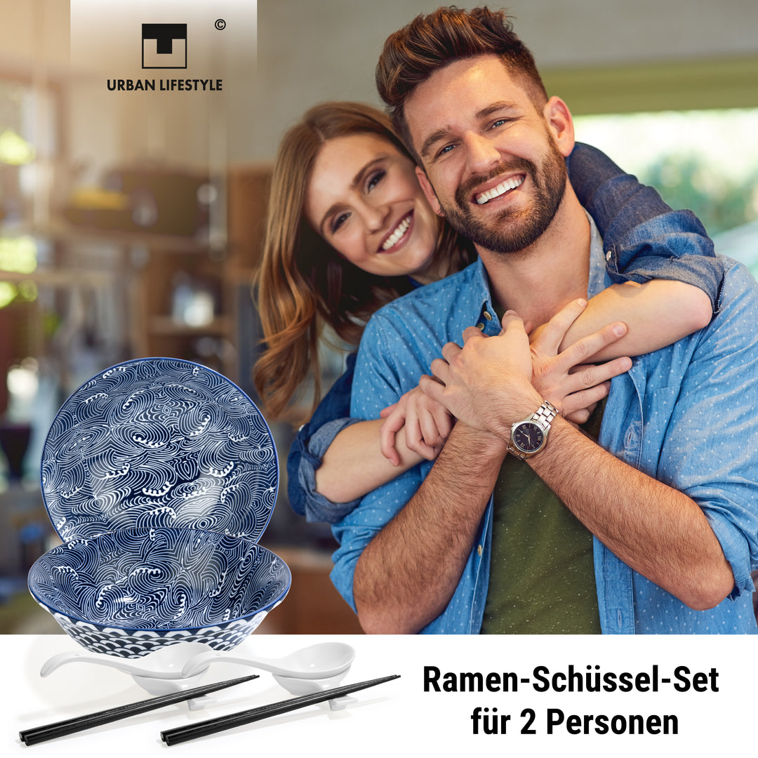 URBAN LIFESTYLE Ramen Schüssel Dinner Set (Seigaiha)