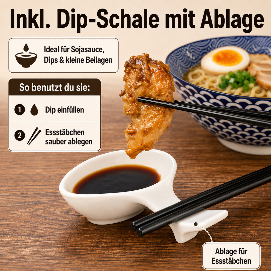 Ramen Set Seigaiha Porzellan – spülmaschinenfest stapelbar 1000 ml