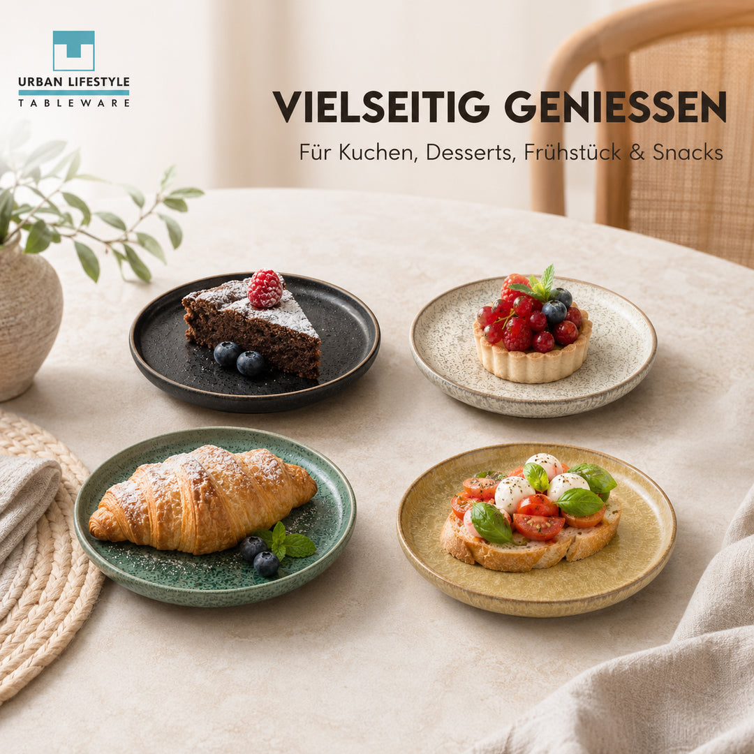 Dessertteller-Set Ronda – Steinzeug, Ø 15 cm, 4er-Set