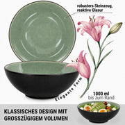 Keramik-Salatschüsseln grün 2er Set Ø 20 cm – Tischszene