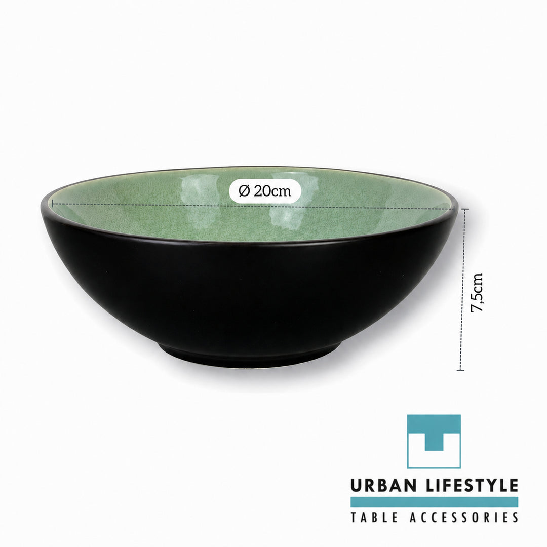 Keramik-Salatschüsseln grün 2er Set – Draufsicht von oben