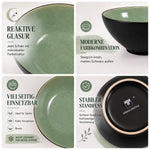 Bild in der Galerie öffnen: Keramik-Salatschüsseln grün 2er Set 900-1000 ml – Detailansicht Glasur