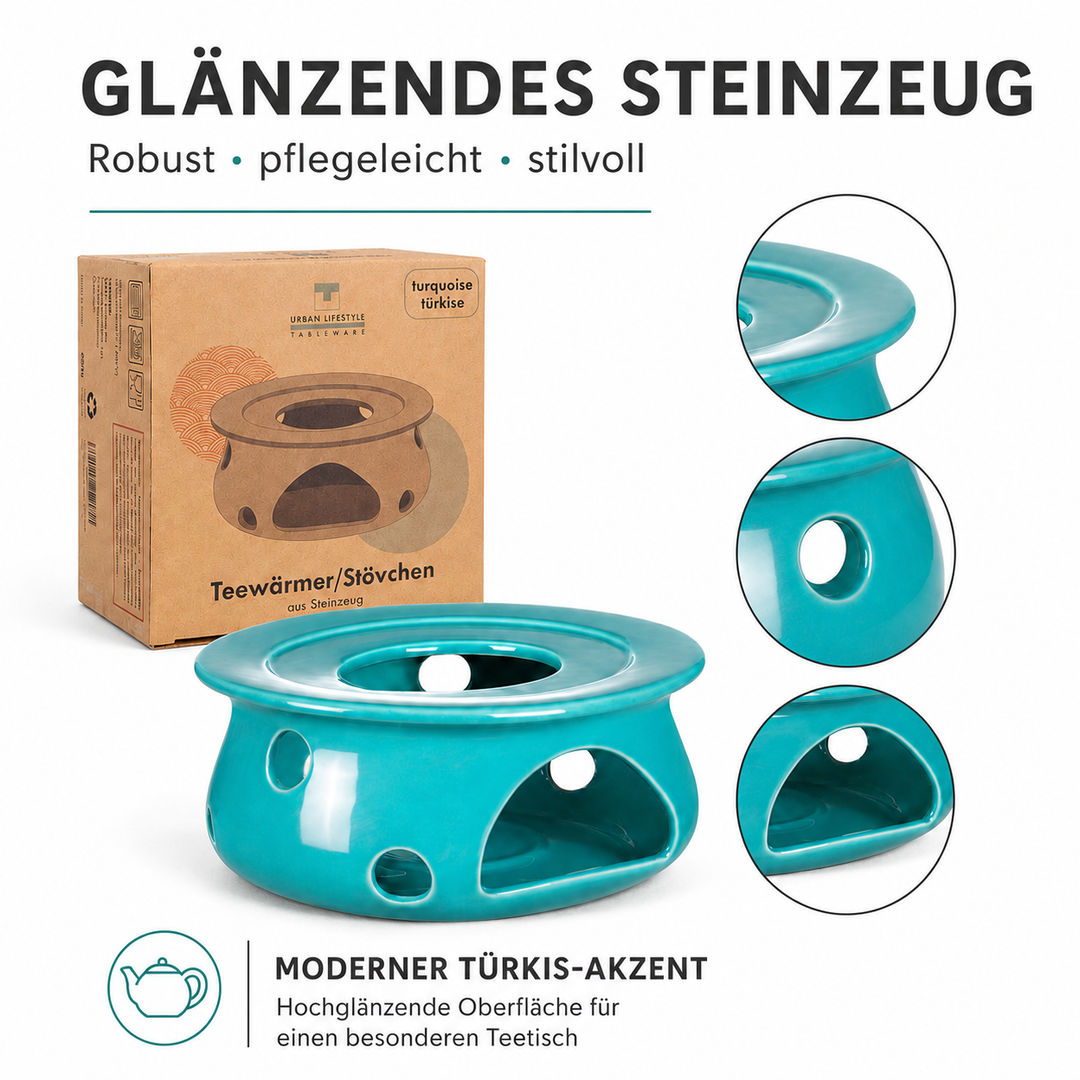 Stövchen Liverpool – Steinzeug, Türkis