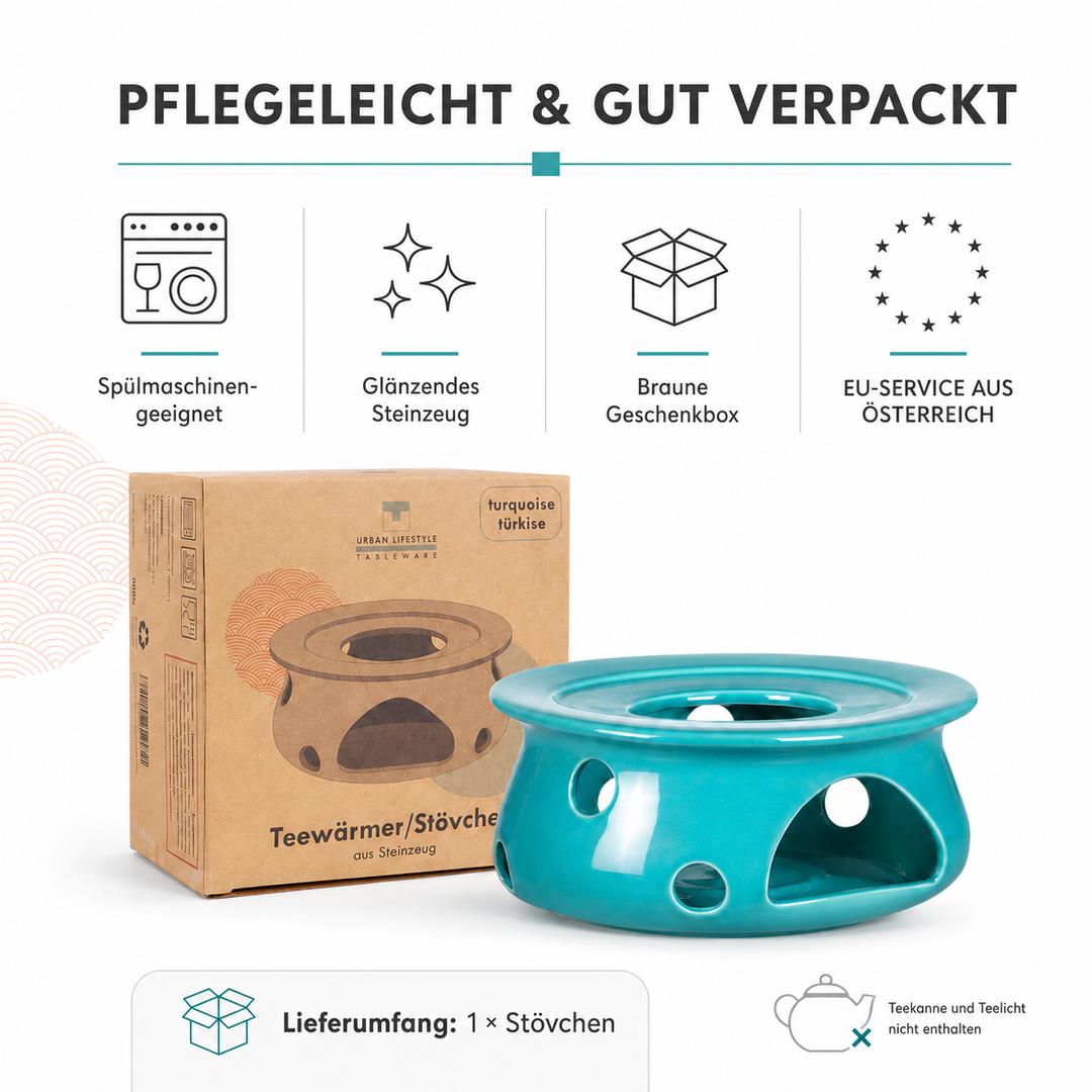 Stövchen Liverpool – Steinzeug, Türkis