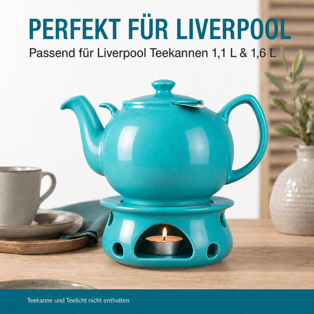 Stövchen Liverpool – Steinzeug, Türkis
