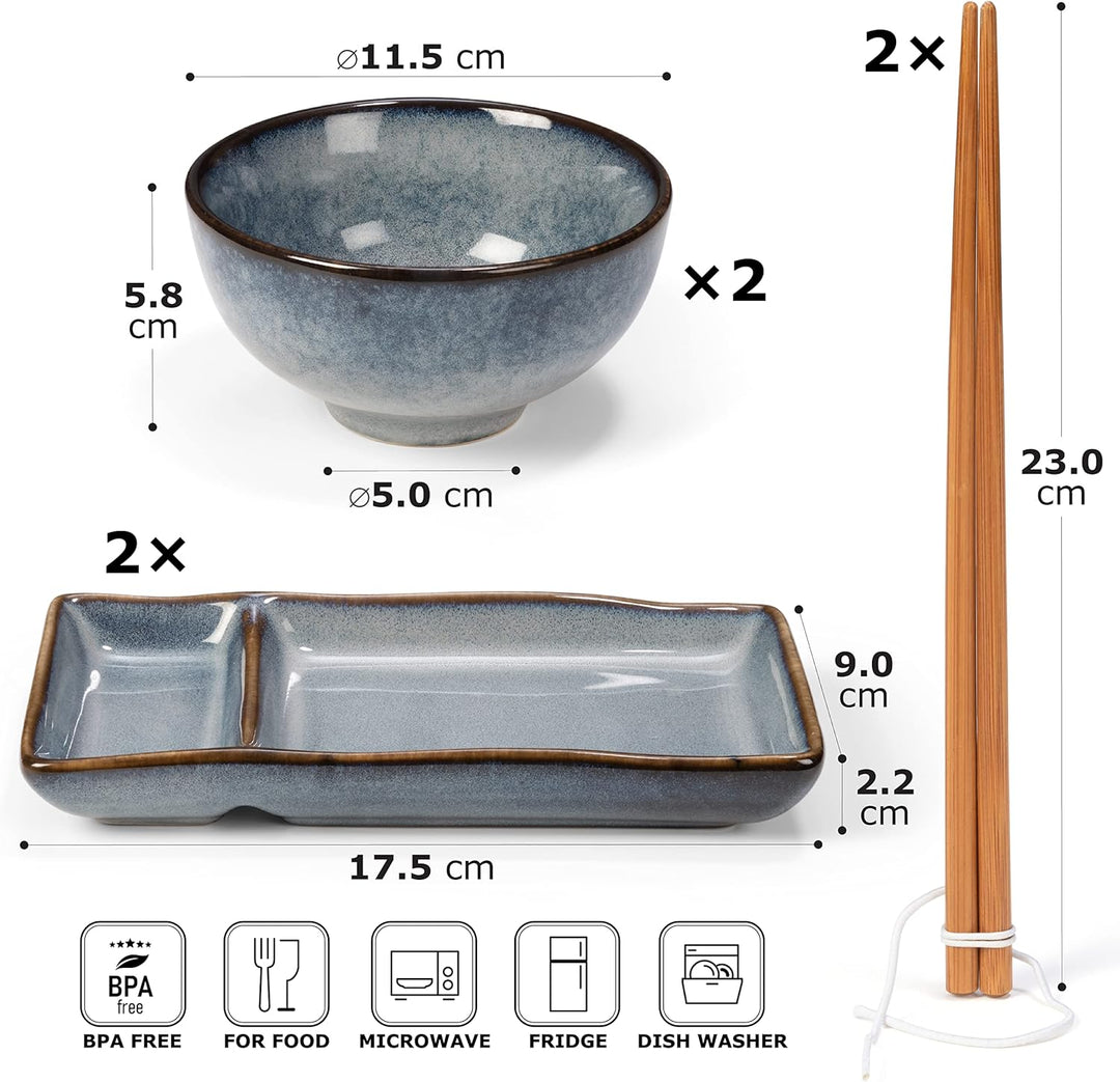 Sushi Set Misaki Graublau Maße - Abmessungen und Größenangaben
