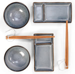 Bild in der Galerie öffnen: Sushi Set Misaki von oben - komplettes graublau Set