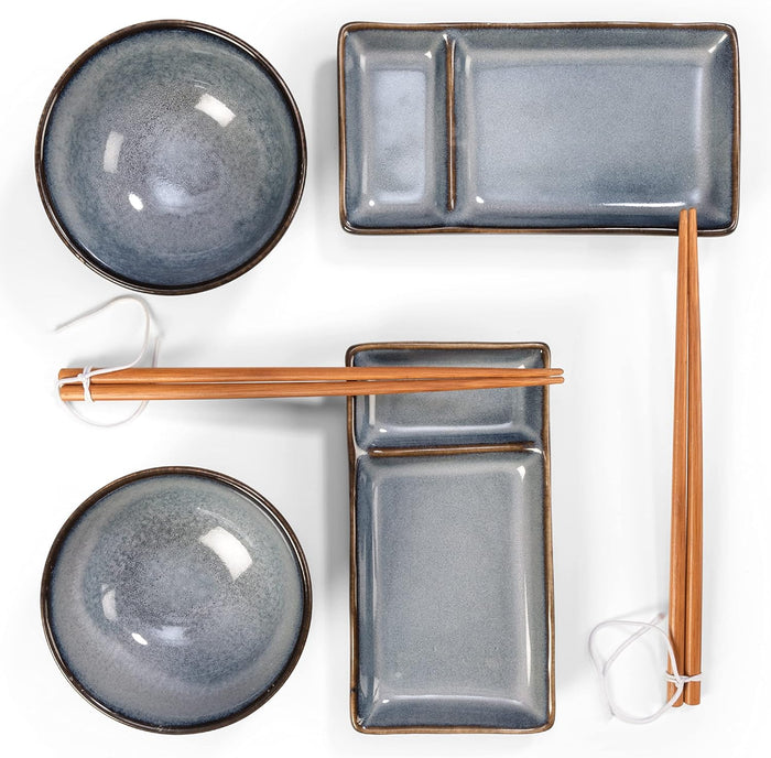 Sushi Set Misaki von oben - komplettes graublau Set