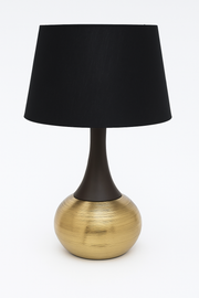 Design-Tischlampe Josefine mit schwarzem Stoffschirm und gold-brauner Porzellanbase von Urban Lifestyle