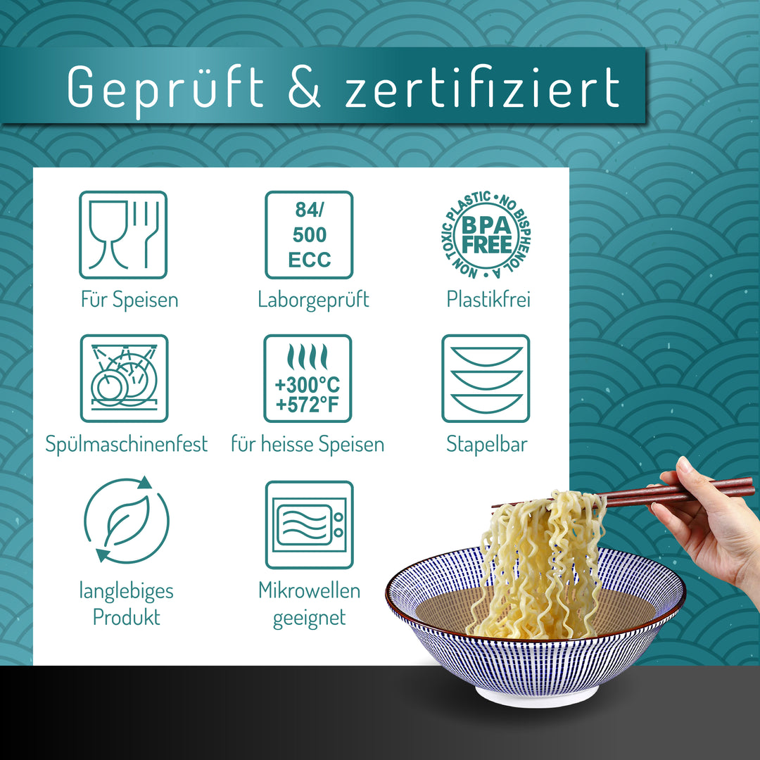 Tokusa Ramen Schalen Set 2er – Porzellan 20 cm, Japanisches Design | Urban Lifestyle