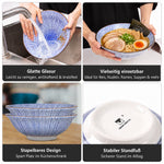 Bild in der Galerie öffnen: Ramen Dinner Set Tokusa – Detailansicht japanisches Bambusstreifenmuster Porzellan