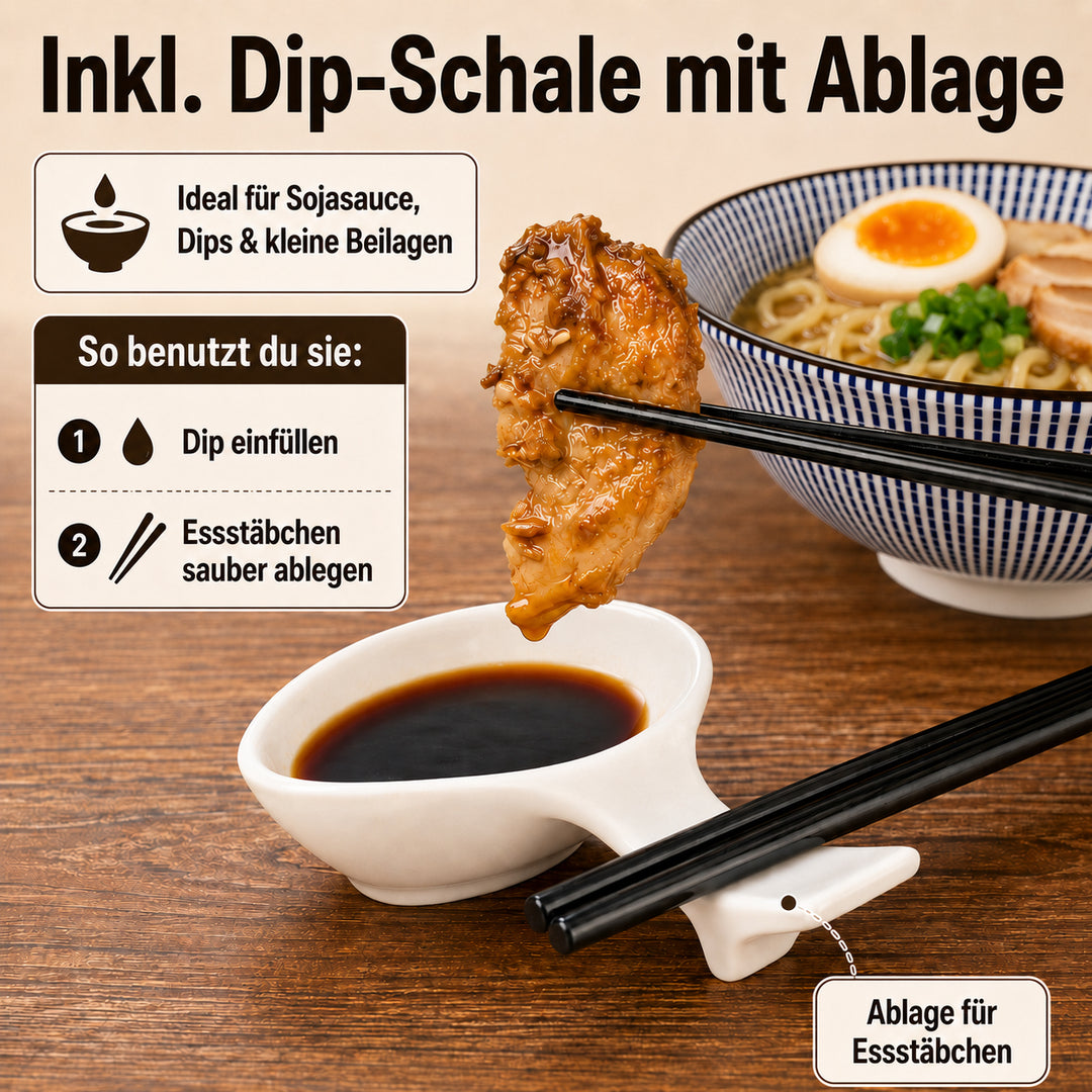 Ramen Zubehör Set Porzellan weiß – spülmaschinenfest für 2–4 Personen