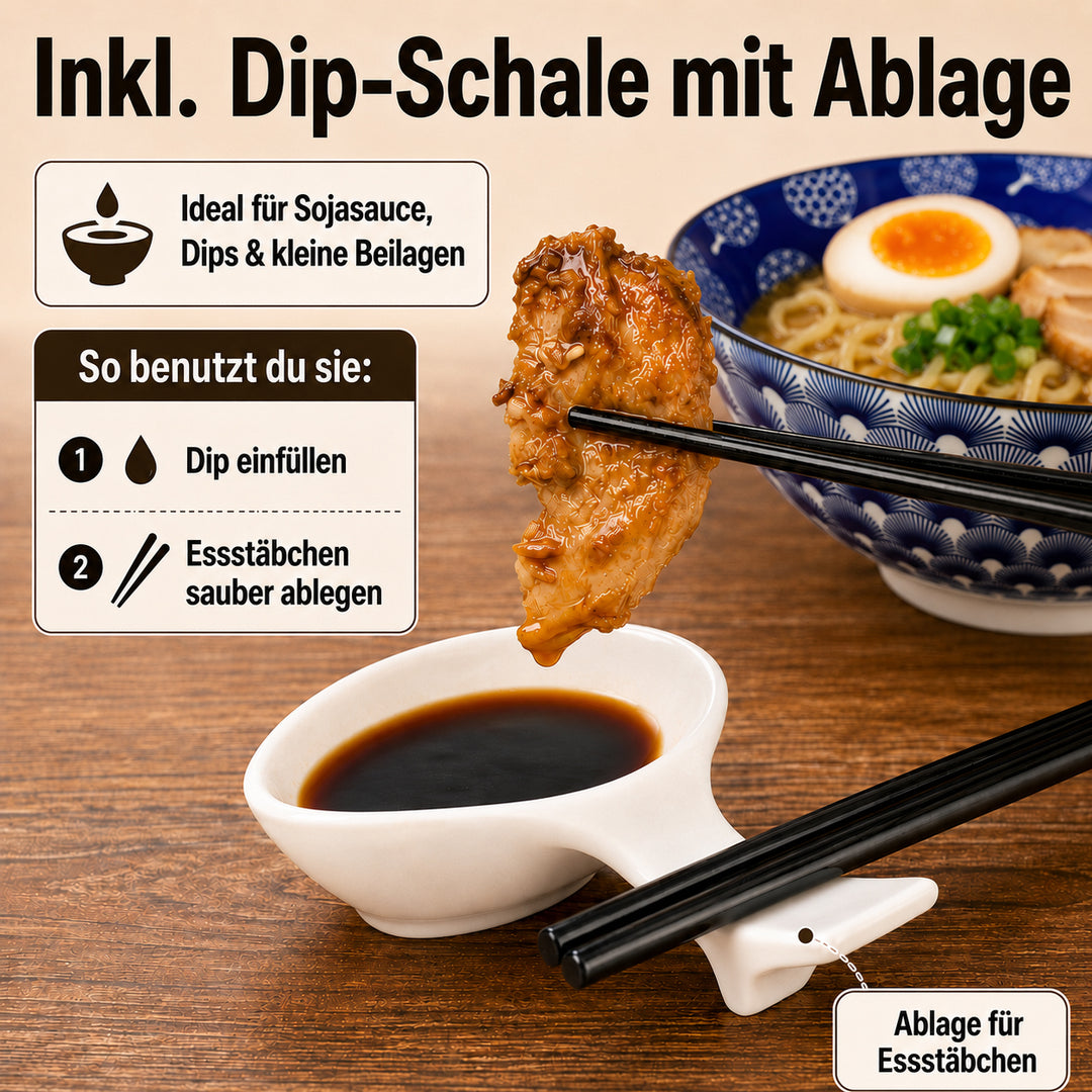 Ramen Schüssel Set Uchiwa Porzellan – stapelbar 1000 ml Fassungsvermögen