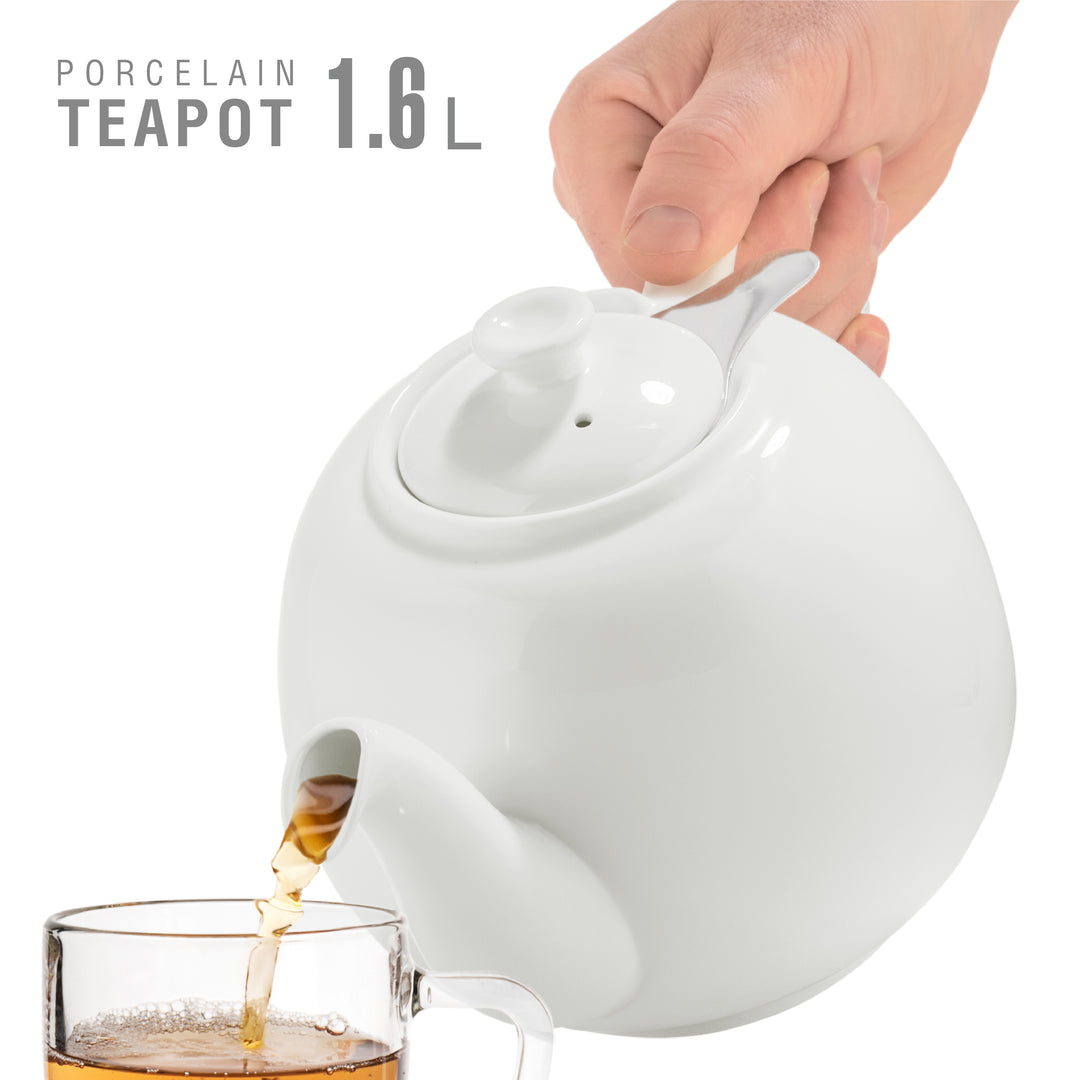 Porzellan-Teekanne „Swansea“ 1,6 L weiß mit Siebeinsatz – URBAN LIFESTYLE