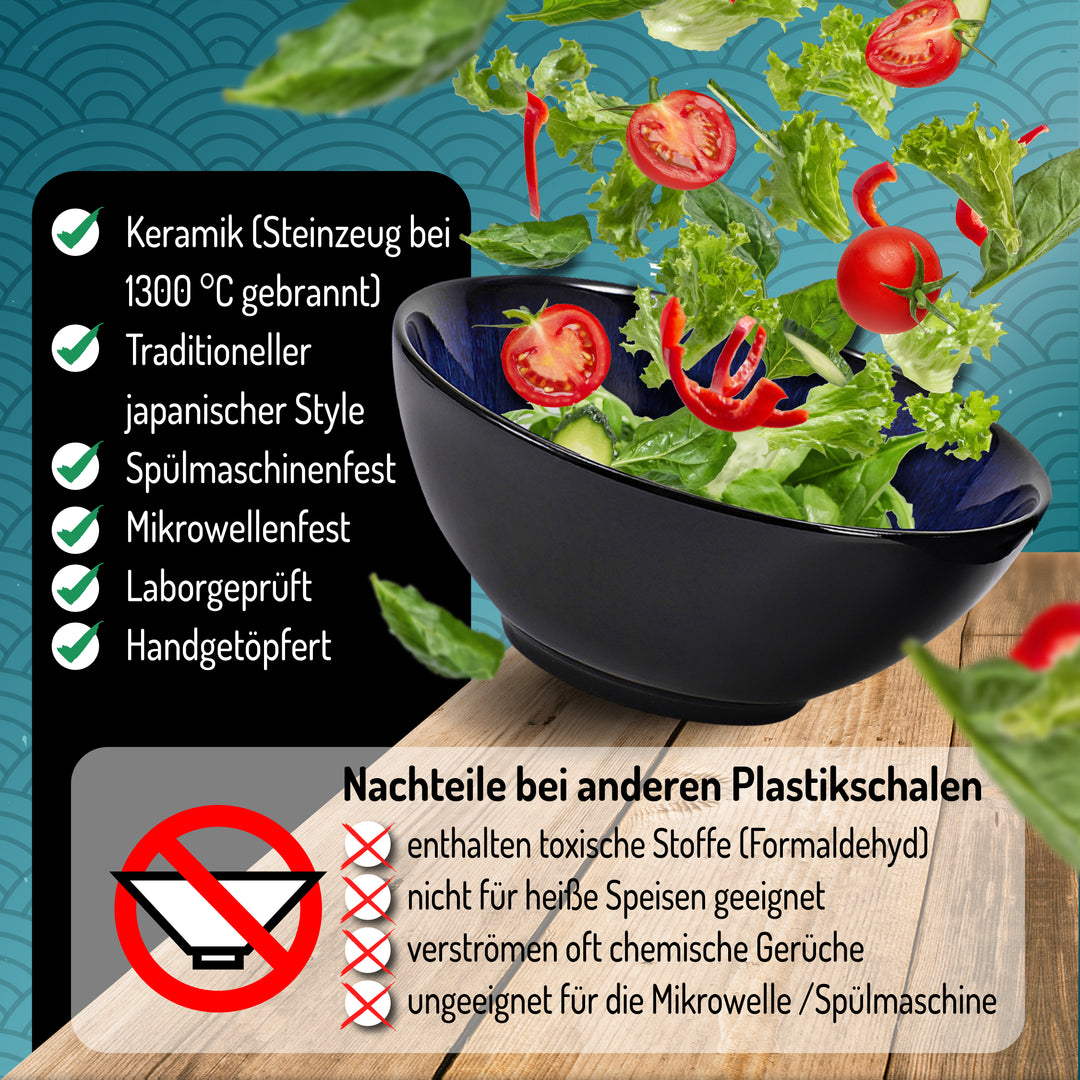 Ramenschale Yuna marineblau - schattierte Glasur handgefertigt