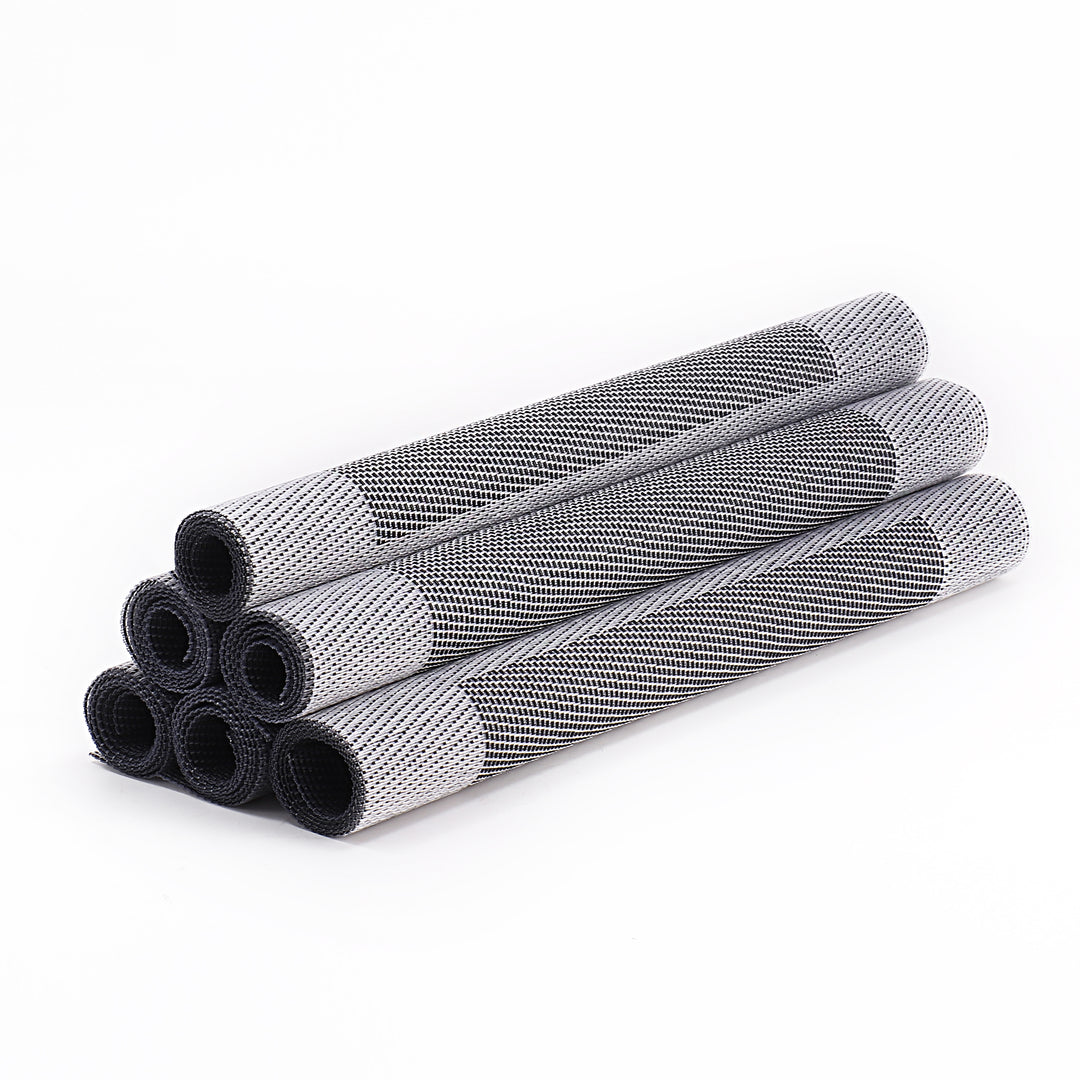 Tischmatten „Heidi“ Silber 6er Set 45 x 30 cm rechteckige Platzsets aus PVC