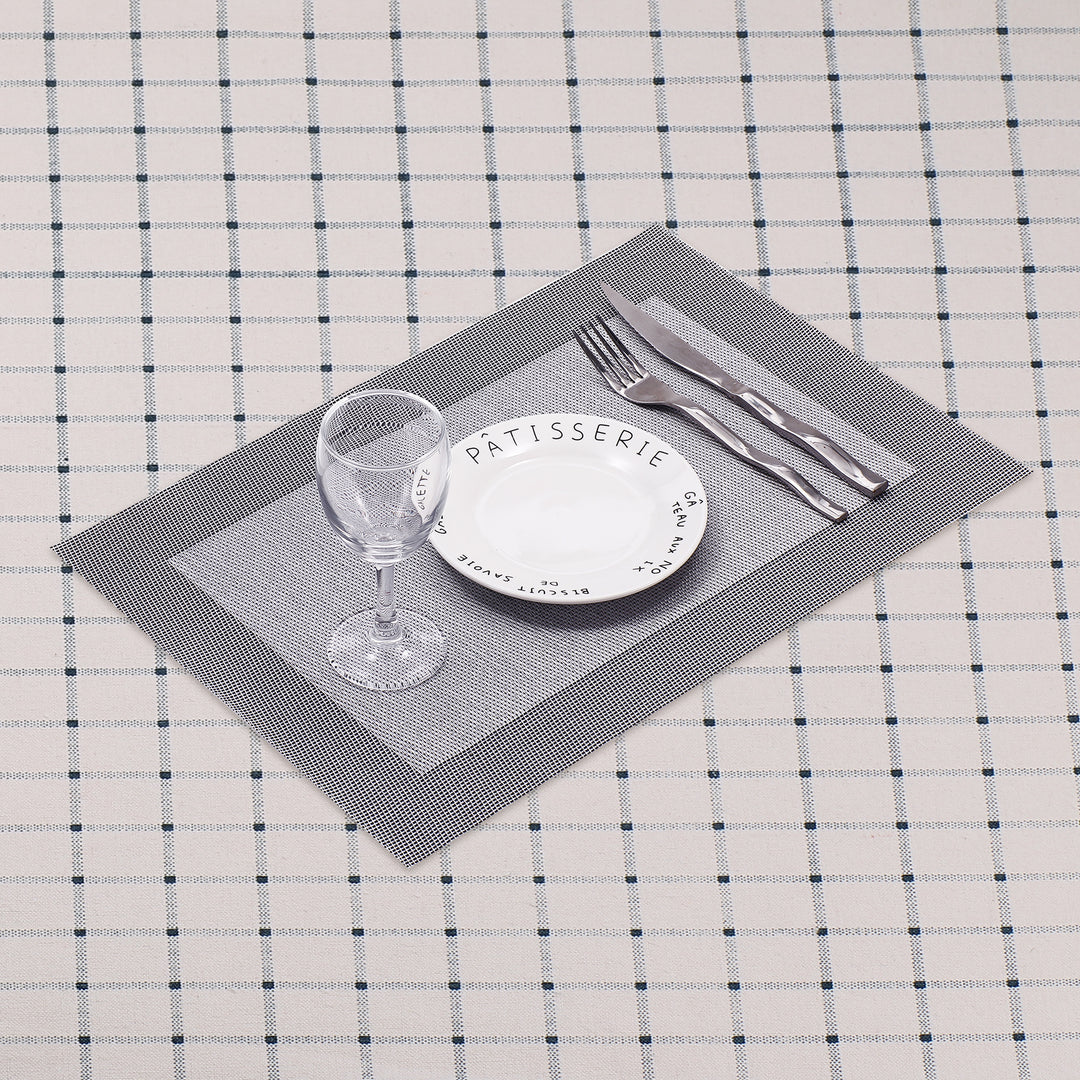 Tischmatten „Heidi“ Silber 6er Set 45 x 30 cm rechteckige Platzsets aus PVC