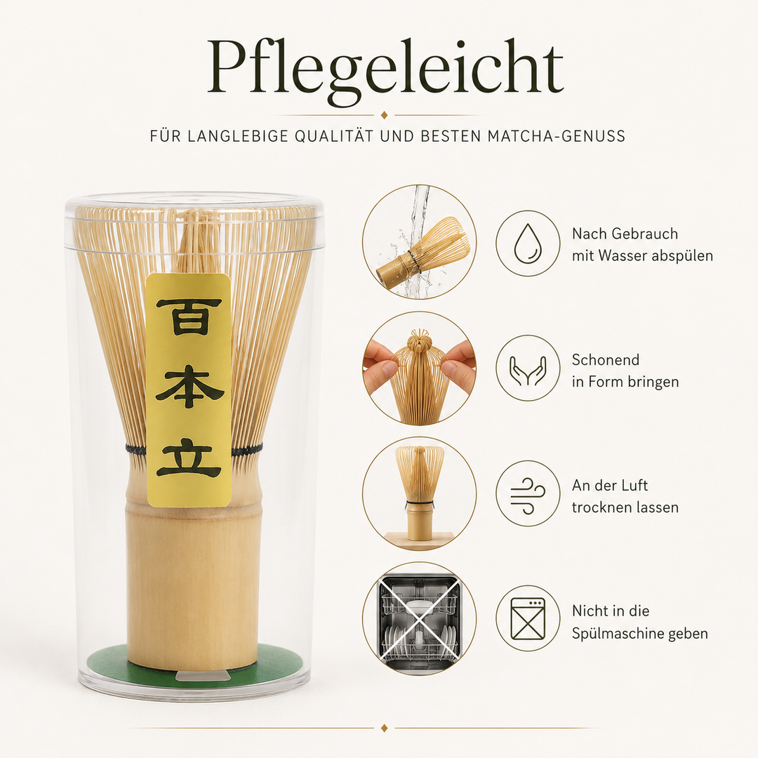 Matchabesen Chasen aus Bambus für Matcha Tee 100 Borsten