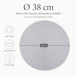Bild in der Galerie öffnen: Tischmatten "Helena" Silber 6er Set Ø 38 cm runde Platzsets