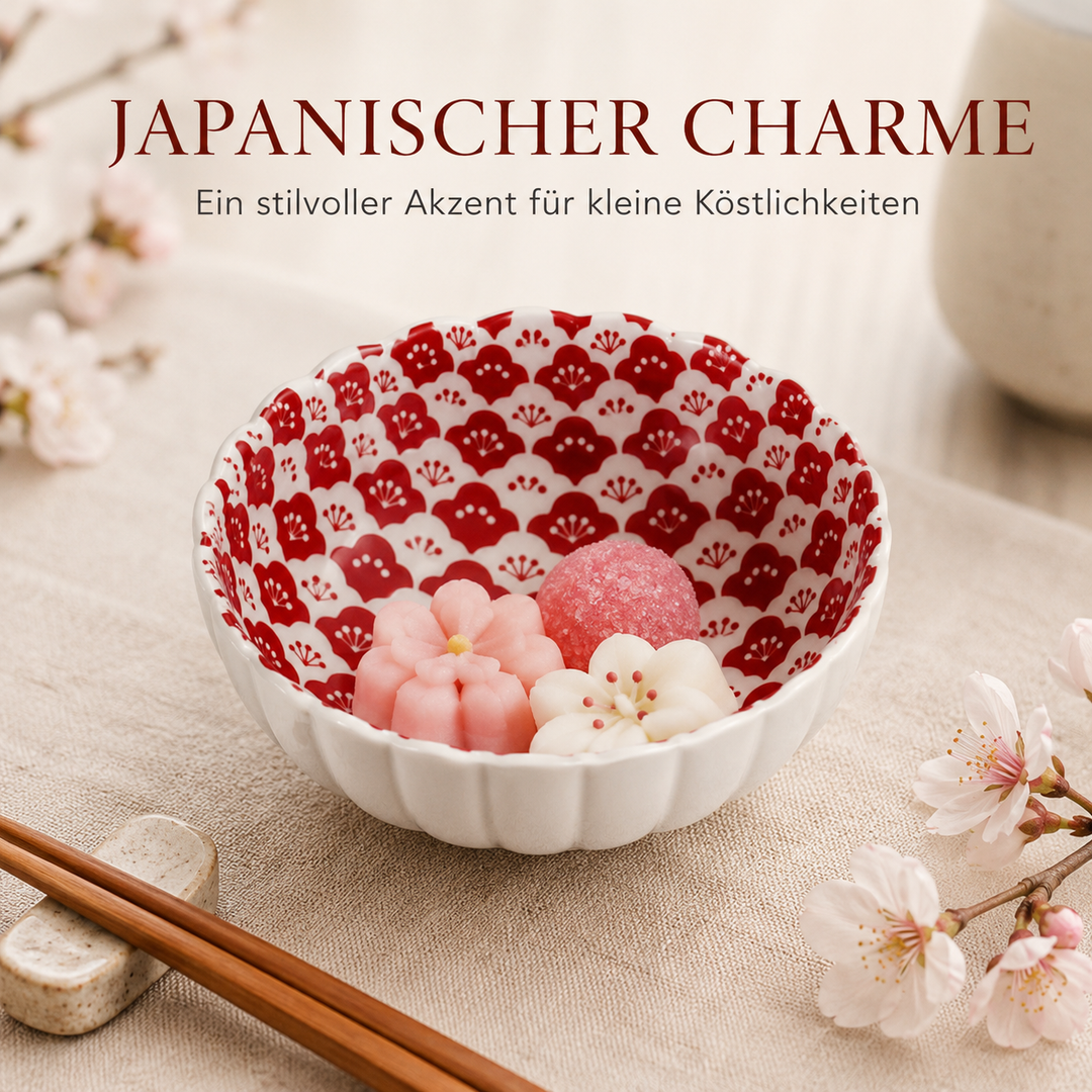 Porzellanschale MOMIJI rot Blüten Design