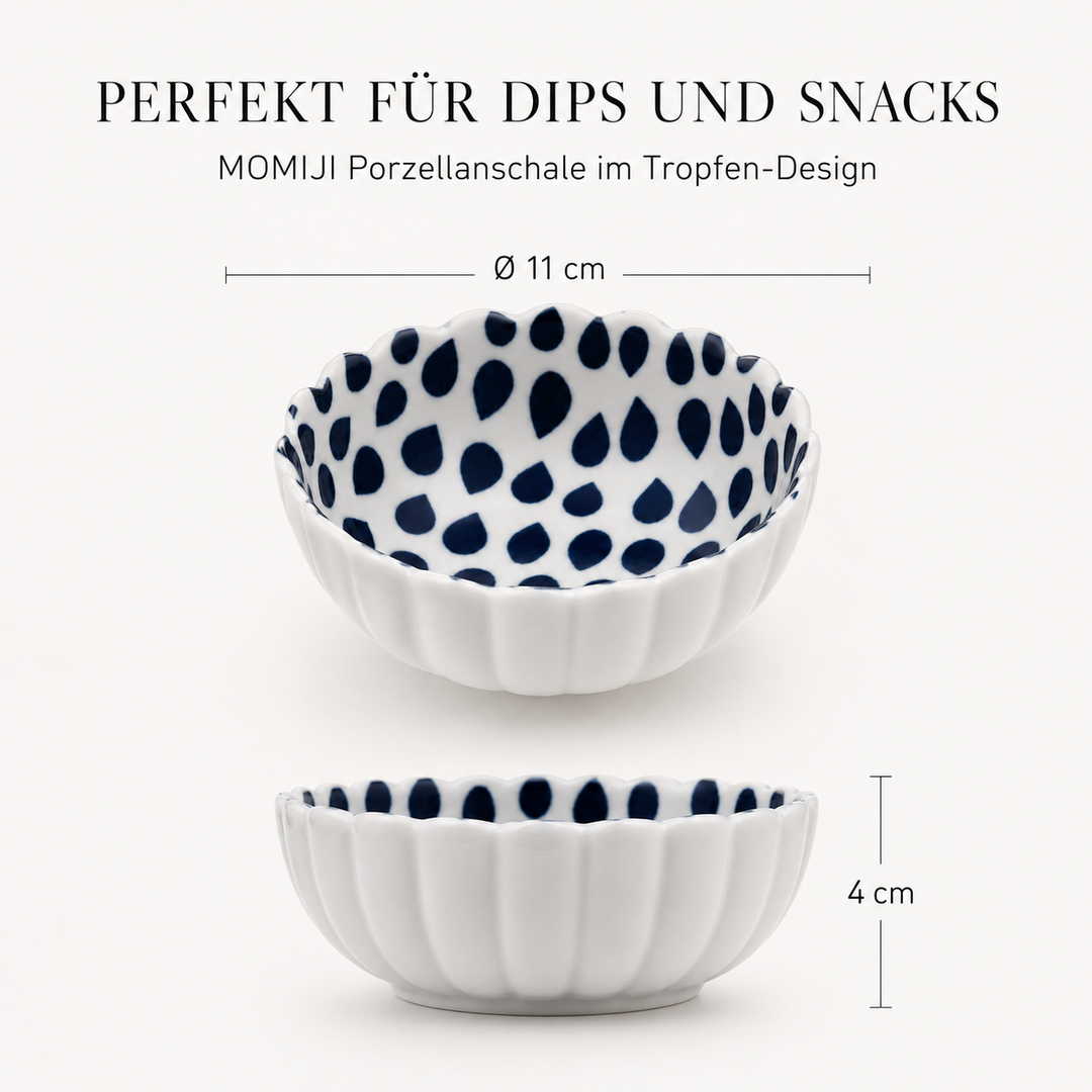 Porzellanschale "Momiji" blau Tropfen Design