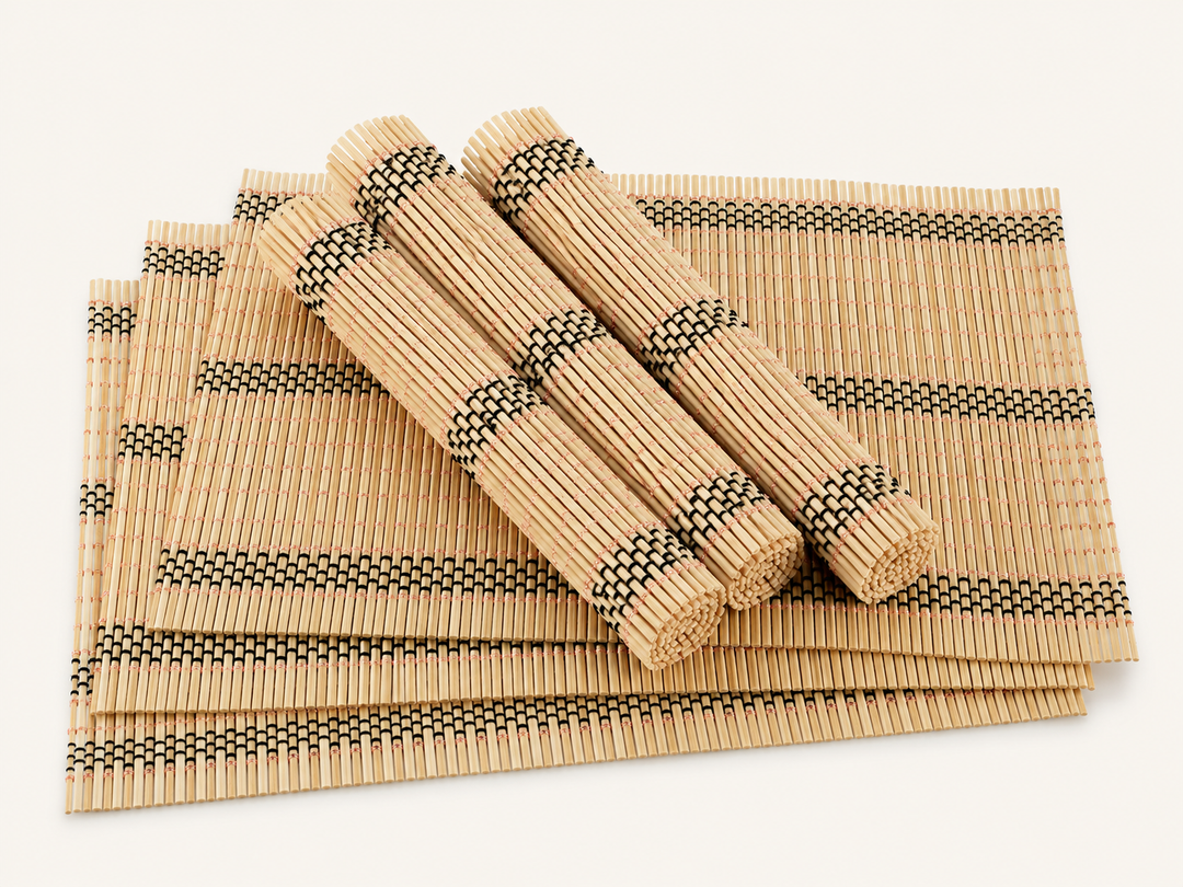 Bambus Tischmatten "Herbert" Natur 6er Set – natürliche Platzsets 45 x 30 cm