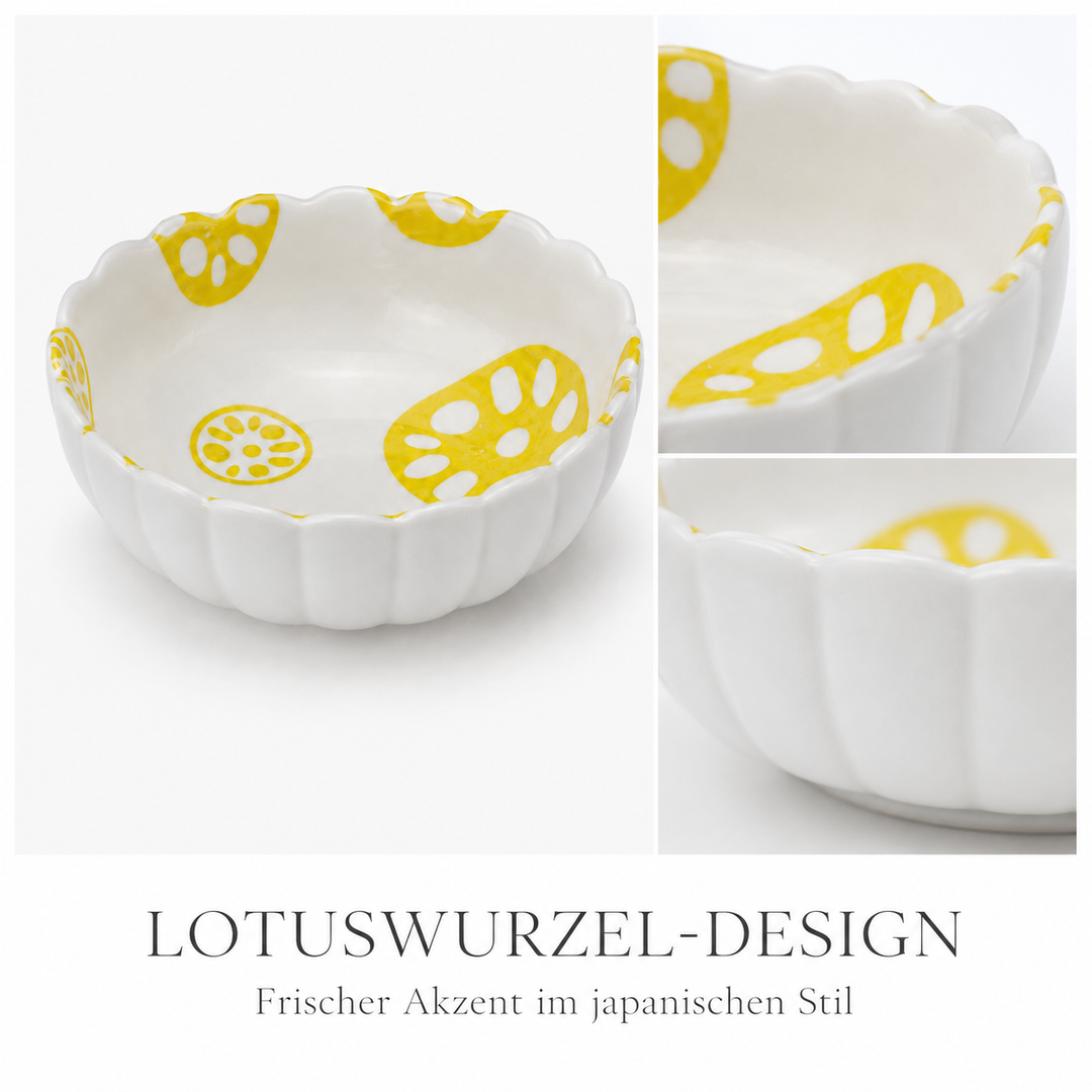 Porzellanschale "Momiji" gelb Lotuswurzel Design - 11cm