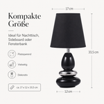 Bild in der Galerie öffnen: Tischlampe ANNA Schwarz aus Keramik mit Stoffschirm