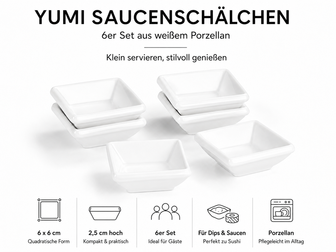 Yumi Saucenschälchen 6er Set Weiß 6 x 6 cm