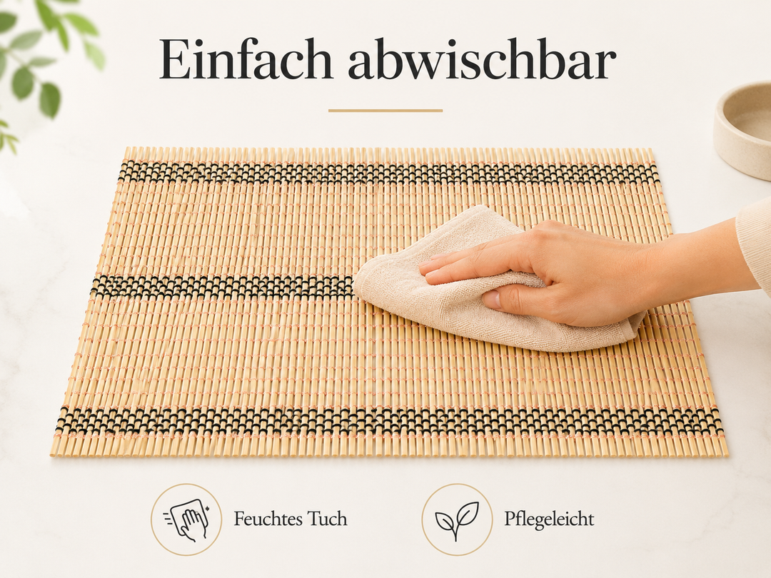 Bambus Tischmatten "Herbert" Natur 6er Set – natürliche Platzsets 45 x 30 cm