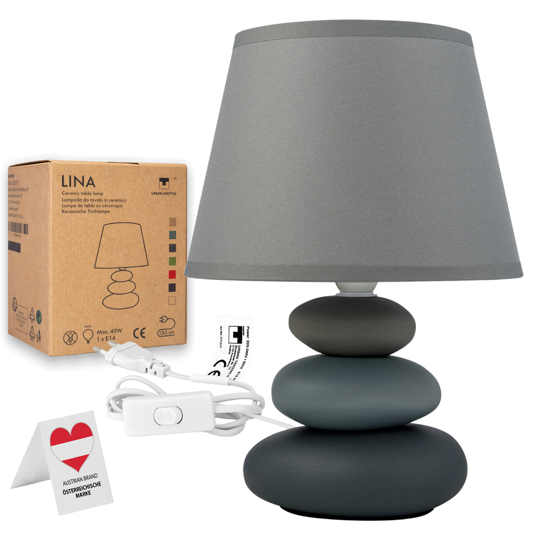 Urban Lifestyle Nachttischlampe "Lina" (Hellgrau-matt)