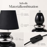 Bild in der Galerie öffnen: Tischlampe ANNA Schwarz aus Keramik mit Stoffschirm