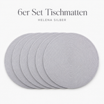 Bild in der Galerie öffnen: Tischmatten "Helena" Silber 6er Set Ø 38 cm runde Platzsets