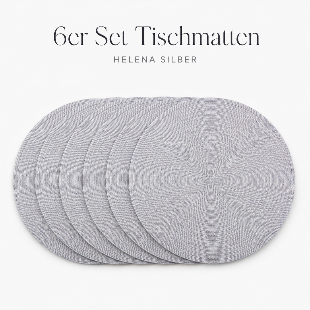 Tischmatten "Helena" Silber 6er Set Ø 38 cm runde Platzsets
