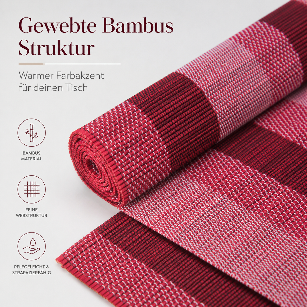 Bambus Tischmatten Vivian Hellrot 6er Set | Urban Lifestyle