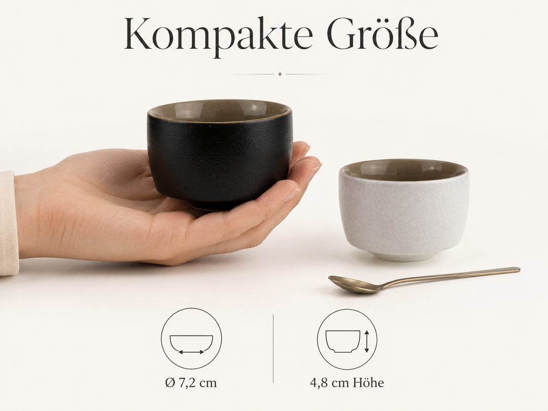 Teeschalen Set „Zen“ 2er Set – Matt Schwarz & Matt Weiß | Teetassen & Espressotassen aus Keramik