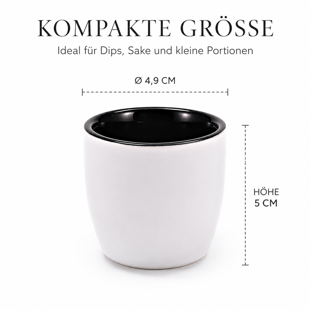 Yoru Saucenschälchen 6er Set weiß schwarz aus Steinzeug