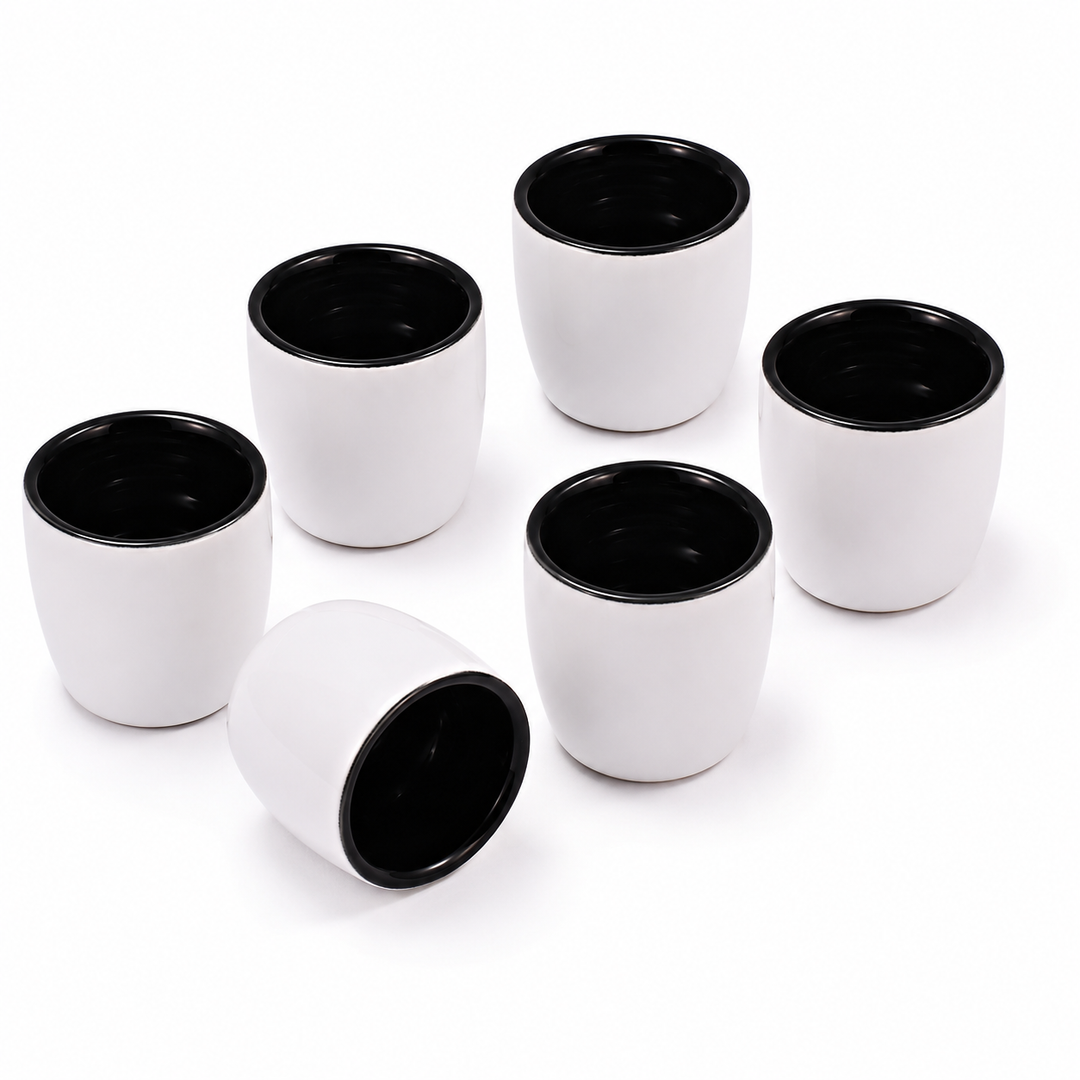 Yoru Saucenschälchen 6er Set weiß schwarz aus Steinzeug