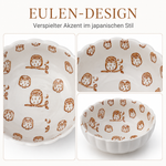 Bild in der Galerie öffnen: Porzellanschale "Momiji" braun Eulen Design - 11cm