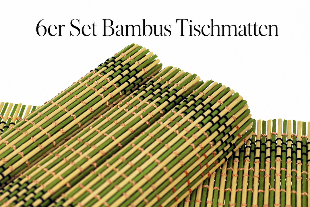 Grüne Bambus Tischmatten "Herbert" 6er Set – natürliche Platzsets für Esstisch, Küche & asiatische Tischdekoration