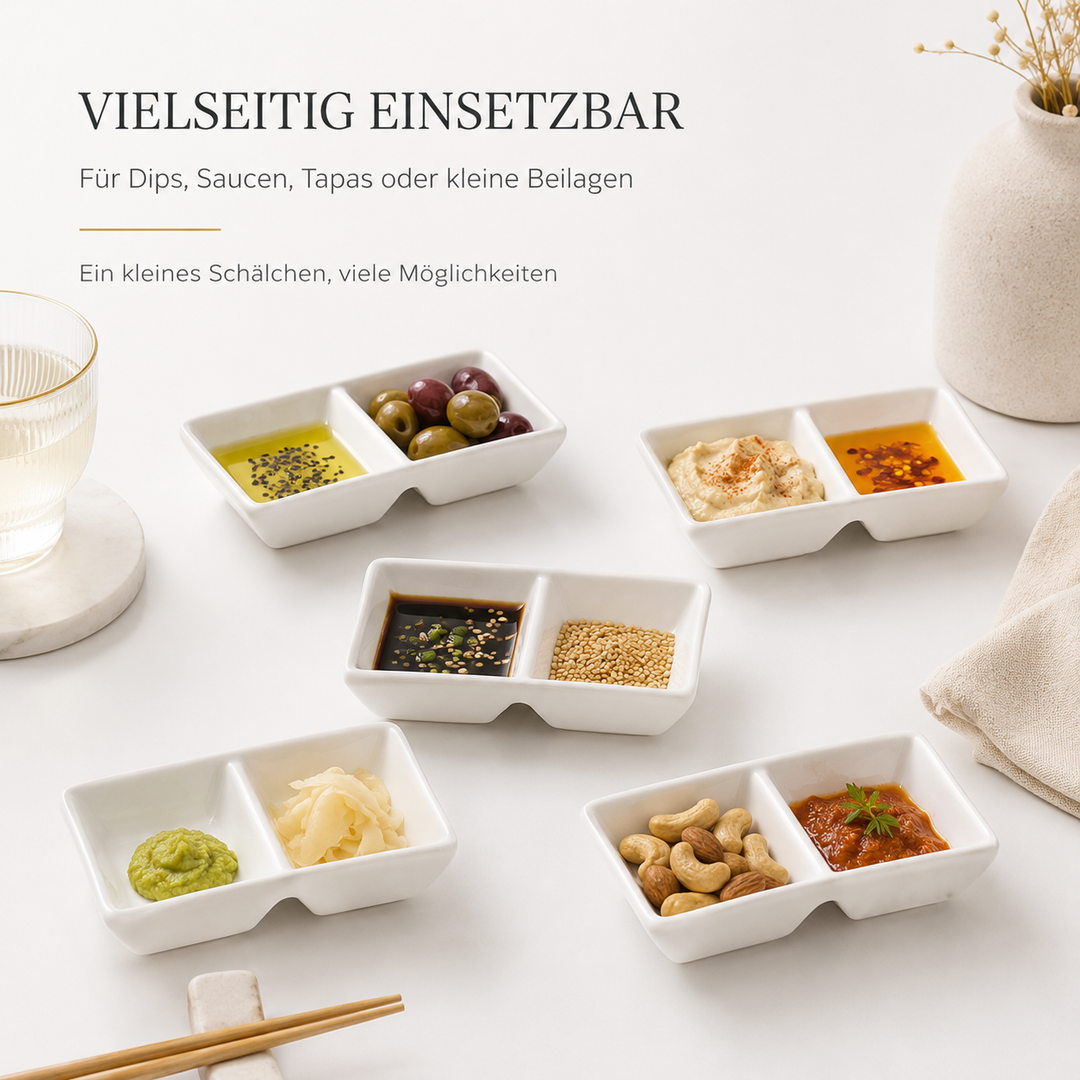 Hokkaido Dipschalen 6er Set mit Esstäbchen-Ablage